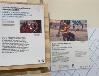 display of case studies on a wall