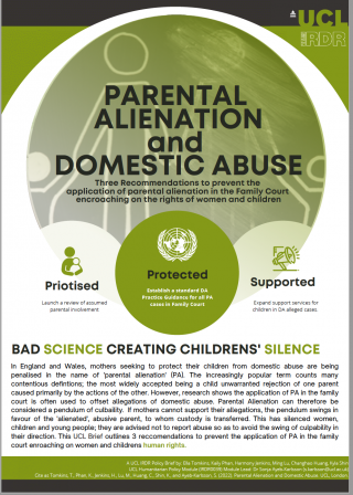 Parental alienation and domestic abuse policy brief front cover
