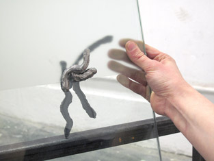 Eugenie Scrase, Weld worms, Frosted Glass with hand