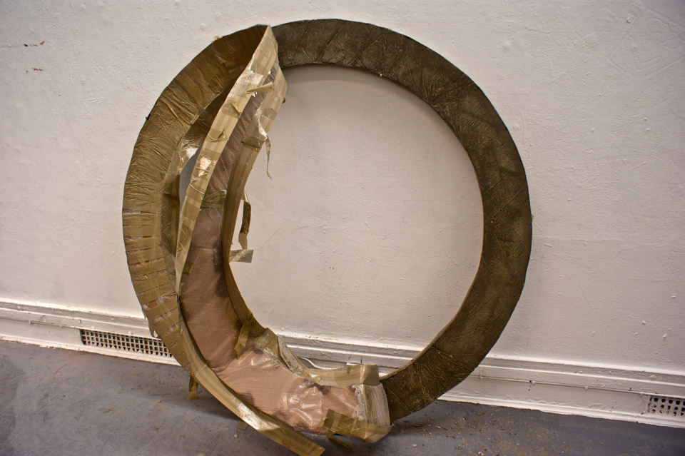 <p>Luxe Cardboard Hole, 2013, cement, cardboard and brown tape, 150 x 150 x 5 cm</p>