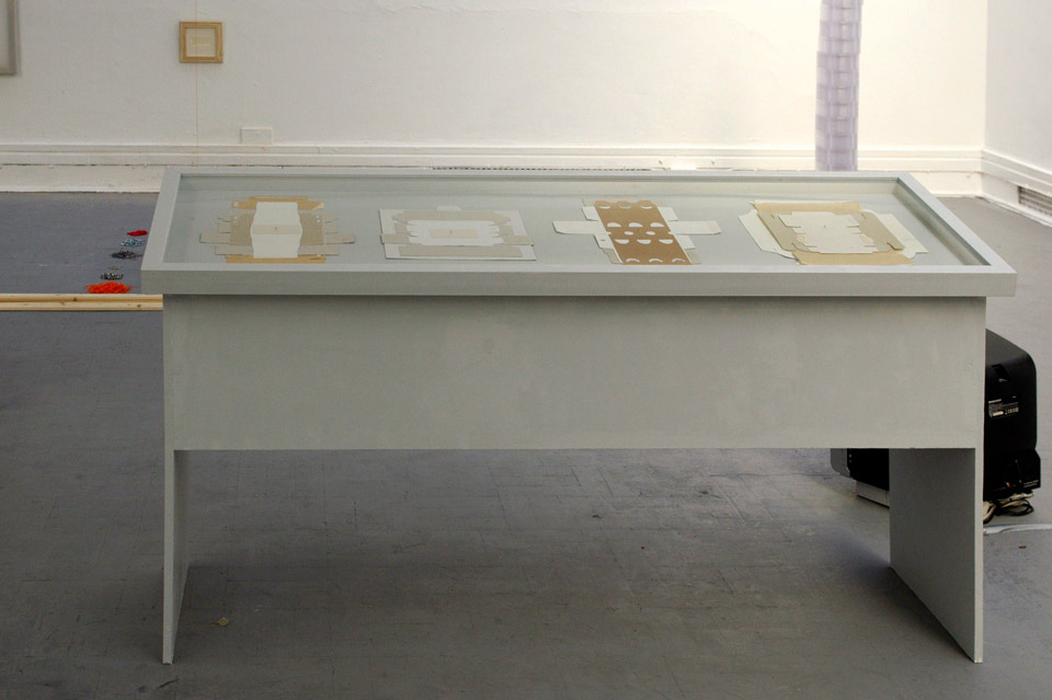 <p>Patterns for Living (no 7-11), 2012, mixed media with cardboard, 160 x 55 x 75 - 85 cm</p>