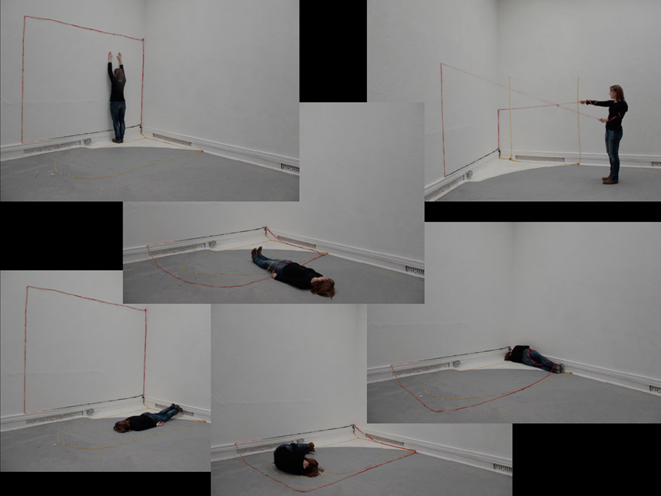 <p>Seams (Rehanged), 2013, performance, documentation stills</p>