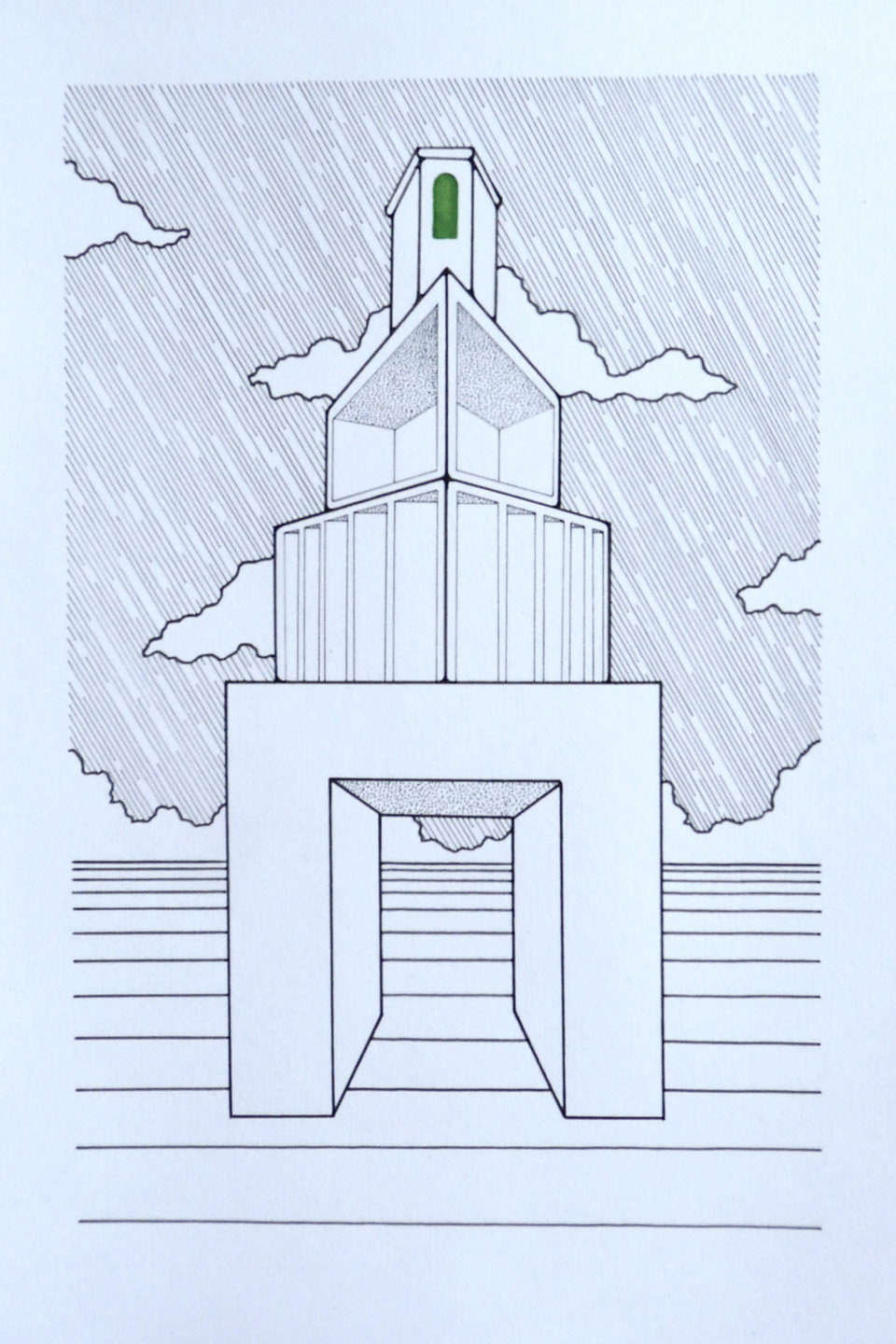 <p>Temple I, 2013, pen, 30 x 21 cm</p>