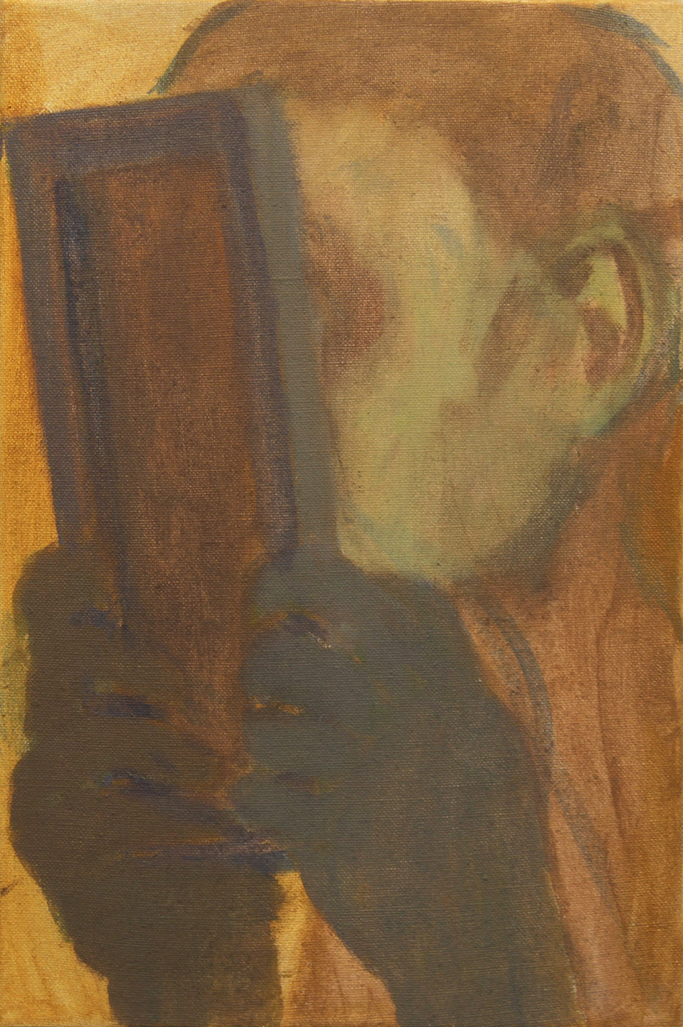 <p>The Painter (3), 2013, acrylic on flax, 45 x 30 cm</p>