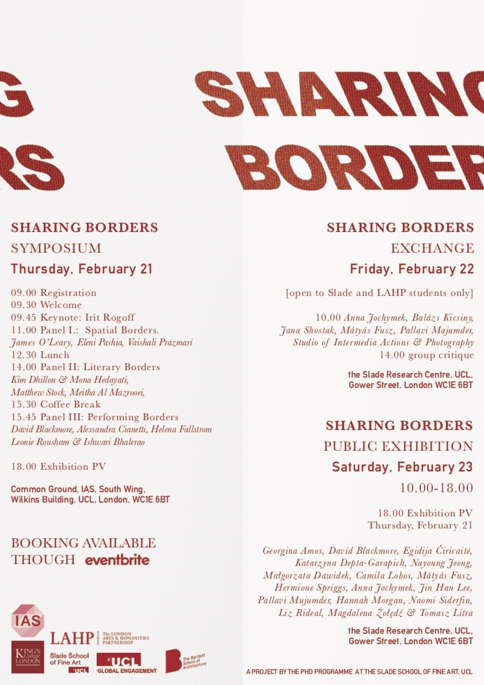 Sharing Borders - Symposium and Exhibition - flyer