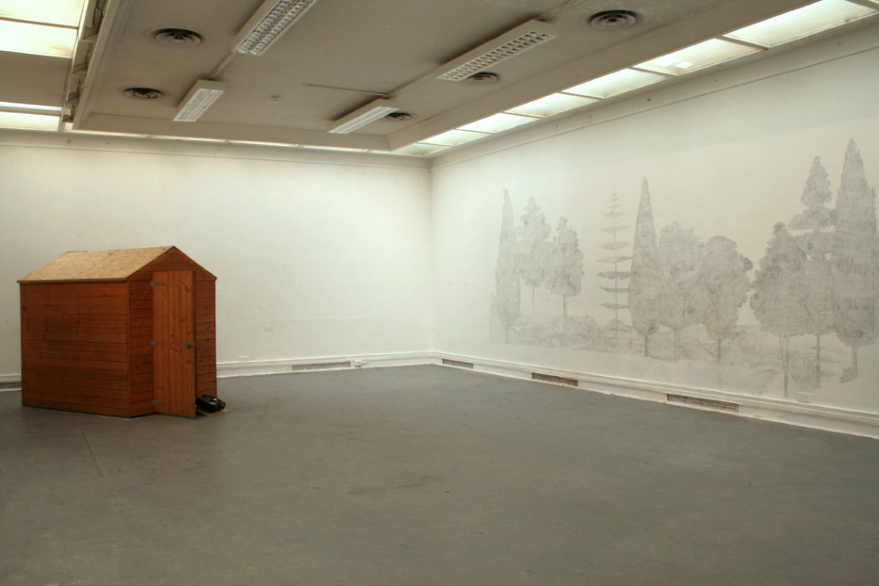 Installation View of ‘Beginnings of Democracy’ and 'Landscape after Leonardo's Annunciation' (daylight view)