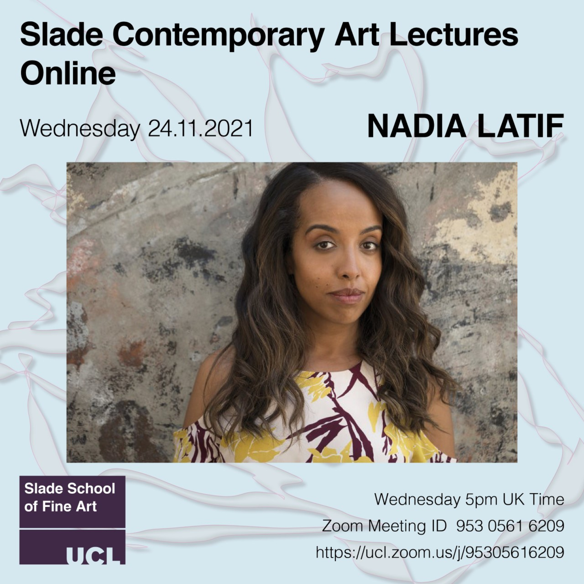 Nadia Latif, Contemporary Art Lecture poster, November 2021
