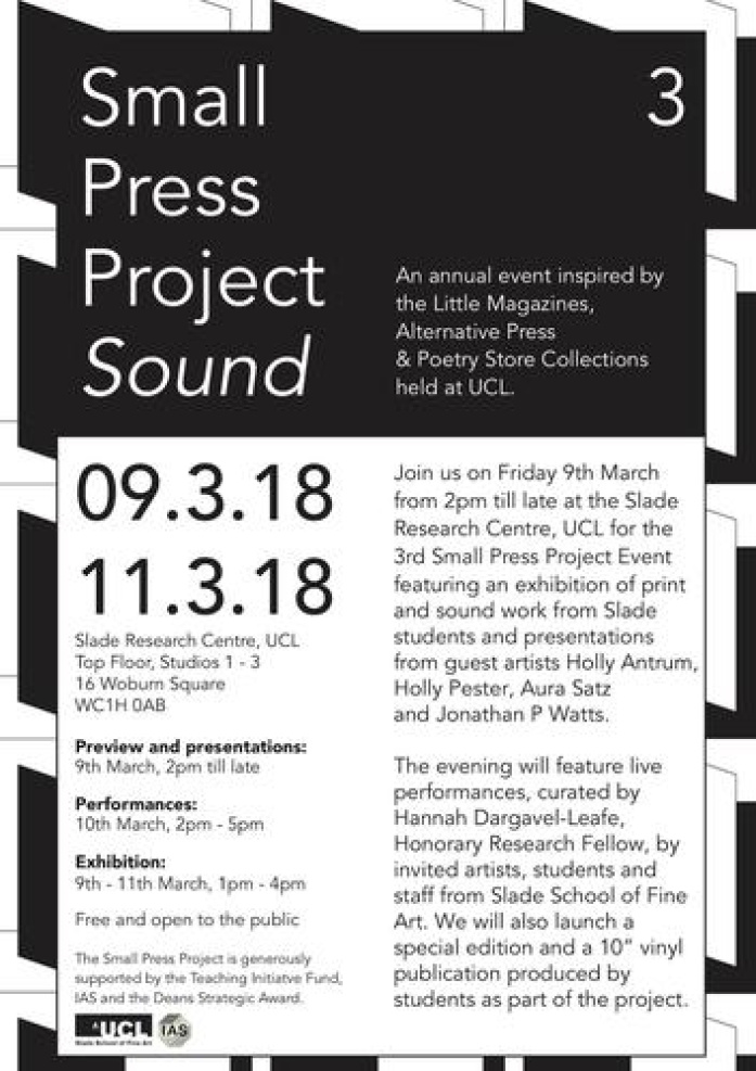 Small Press Project Event 2018 flyer