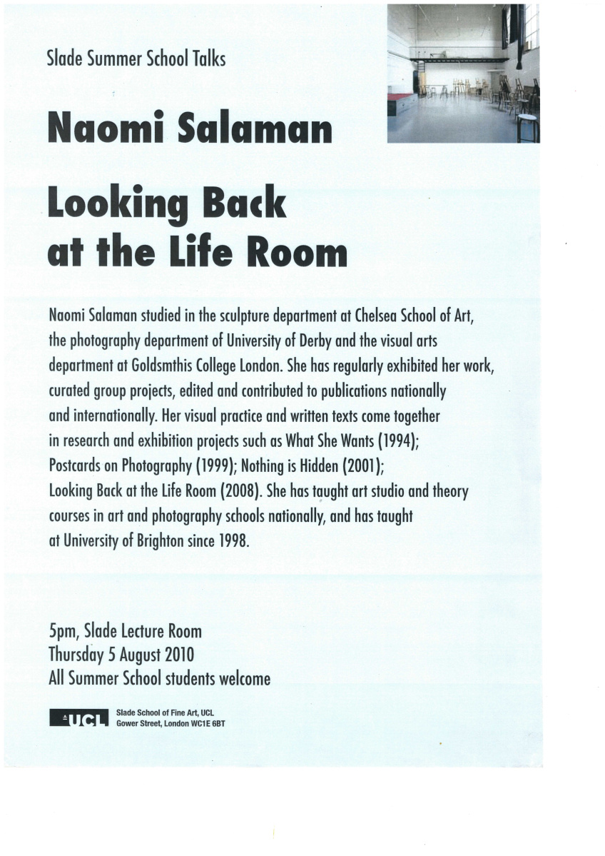  Naomi Salaman, Looking back at the Life Room