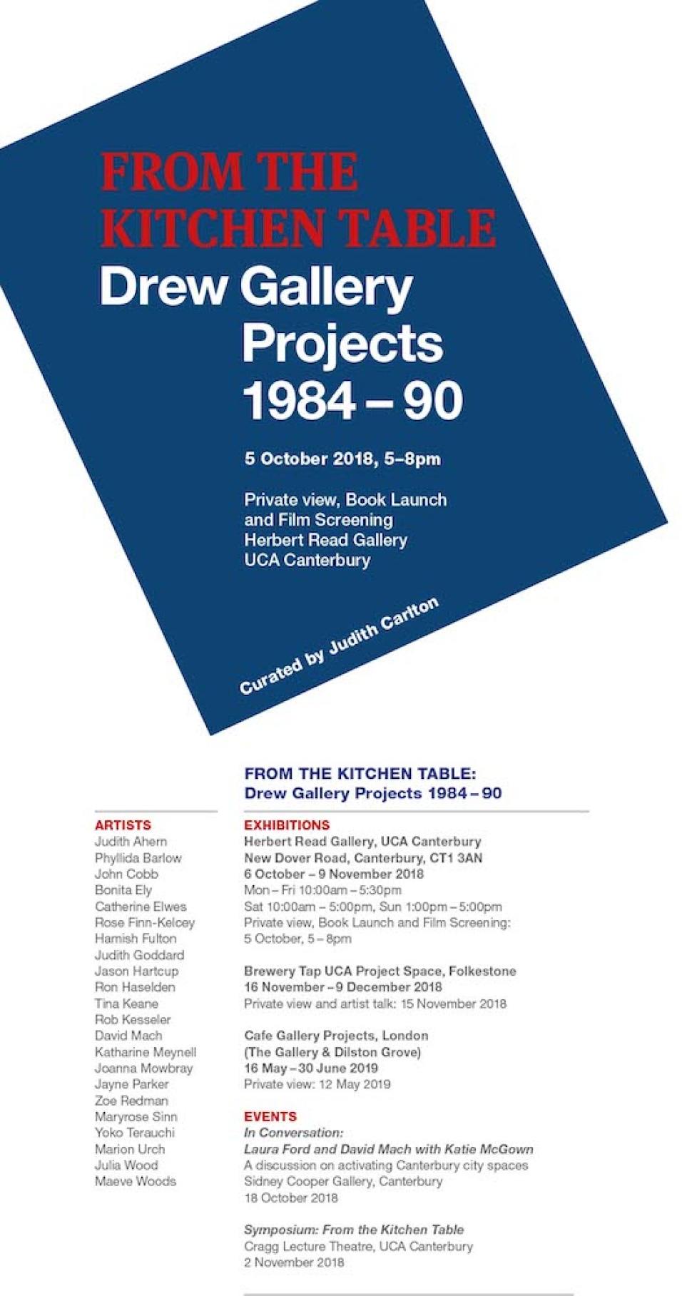 From the Kitchen Table, Drew Gallery Projects 1984 -90 poster