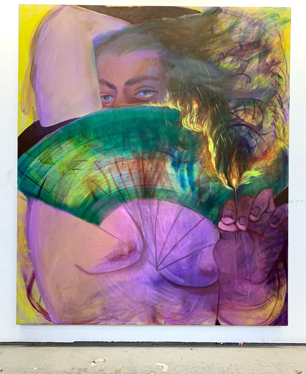 Self Portrait as Colossus Woman with fan