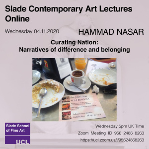 Contemporary Art Lecture poster, Hammad Nasar