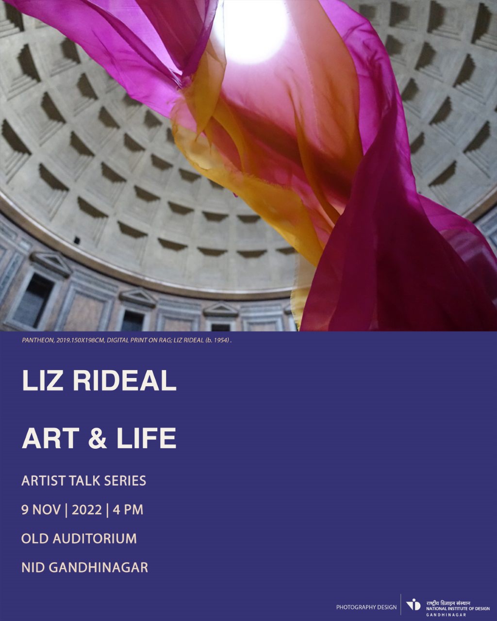 Poster: Liz Rideal's Art & Life Talk, NID Gandhinagar, November 2022
