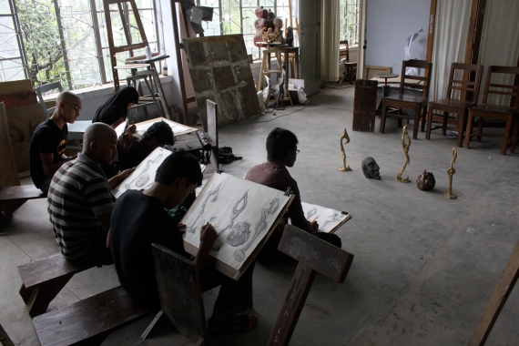 First Year class, Sculpture Department, University of Dhaka