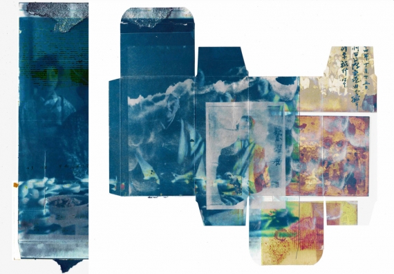 Collage with cyanotype