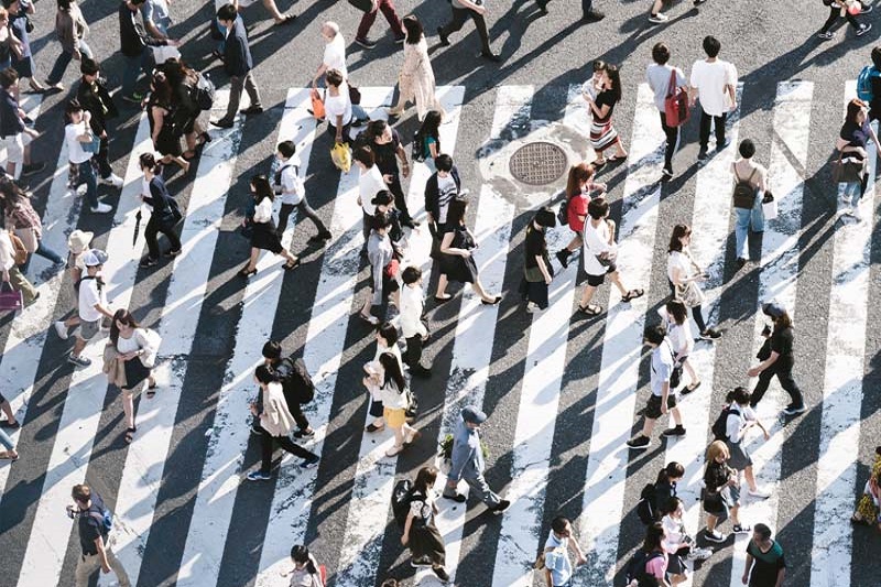 People walking across a zebra crossing