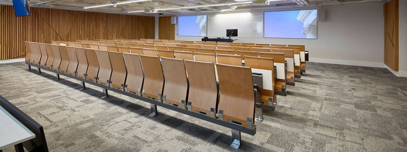 Large empty lecture theatre.