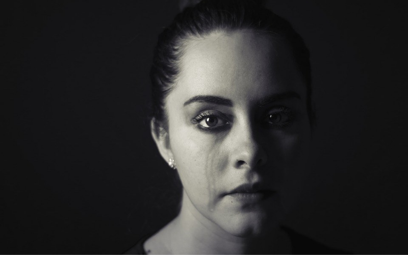 A photo of woman crying