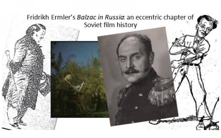 A collage of photos relating to 'Balzac in Russia'