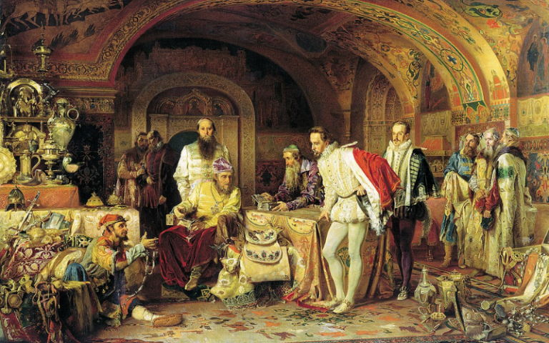 Ivan the Terrible shows his treasures to the English ambassador Horsey
