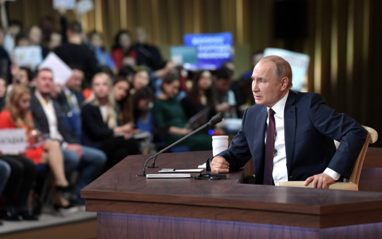 Putin at a press conference 2019