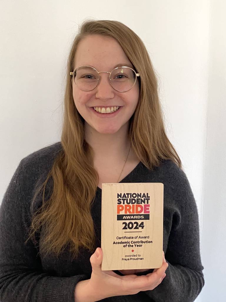 Freya Proudman with National Student Pride Award