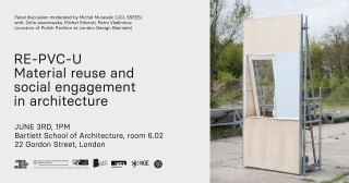Event poster for RE-PVC-U Material reuse and social engagement in architecture