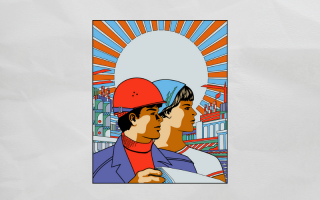 An illustration of a Soviet worker