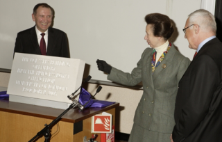 HRH The Princess Royal unveiling the Opening Stone of the SSEES building…