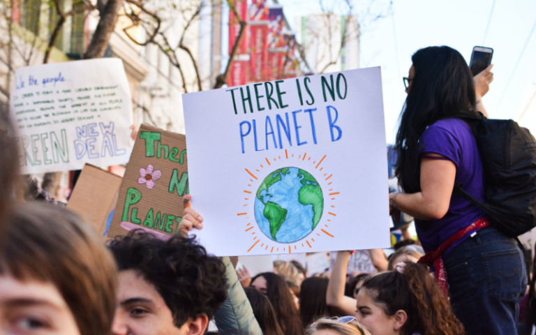 Young people at a climate march