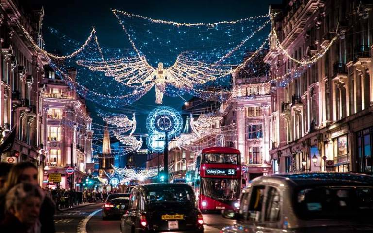 oxford street decorated with Christmas decorations