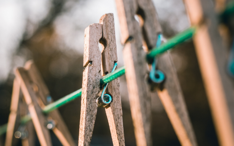 Pegs on washing line