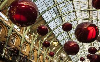 big baubles hanging up in covent garden