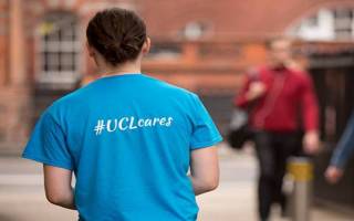 one person in frame with UCL cares tshirt on 