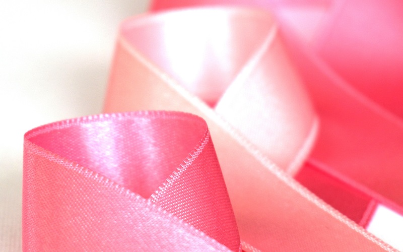 Set of pink ribbons in support of breast cancer research