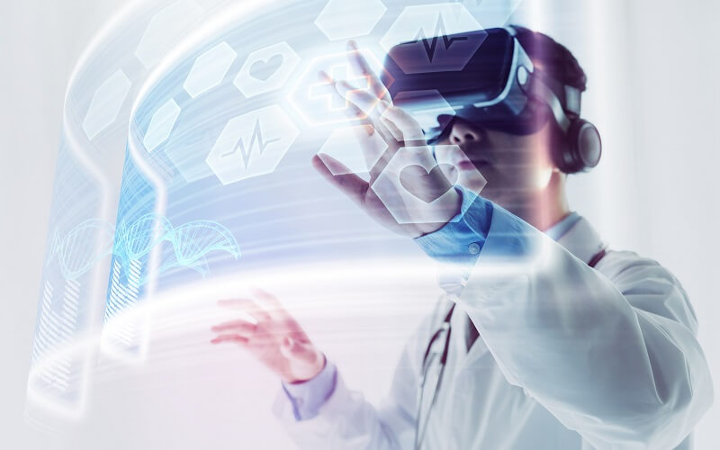 Doctor in VR headset uses fingers to filter virtual options