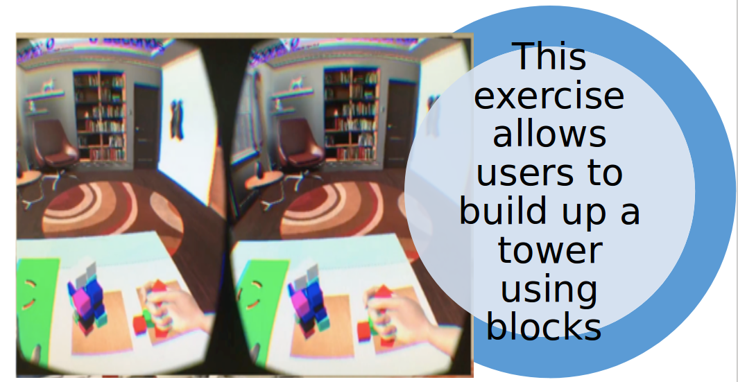 Block game on virtual reality interface