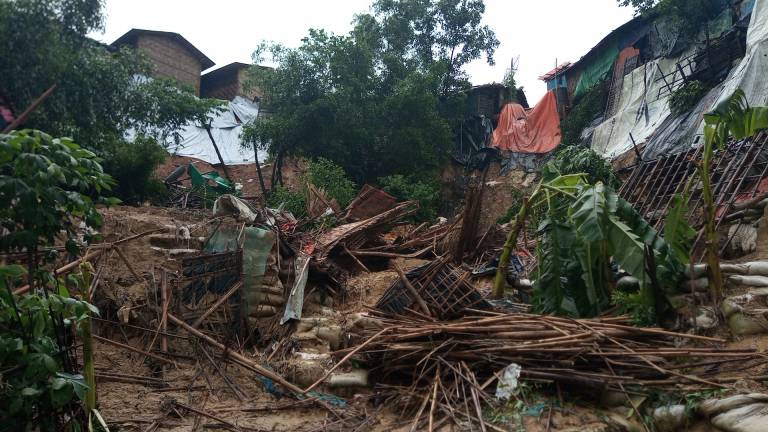 A home destroyed by a landslide.