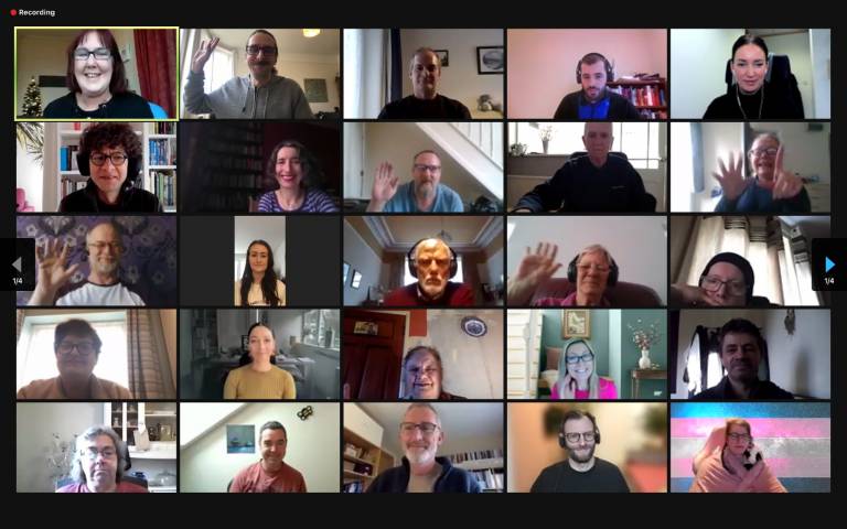 Video call screenshot of the citizens assembly members having a meeting.