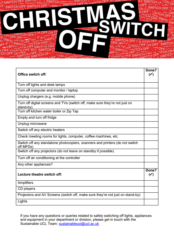 Christmas Switch Off Checklist for Offices