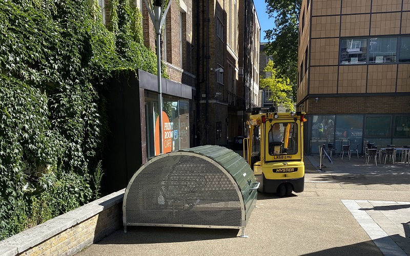 Image of a cycle hangar used to lock bikes