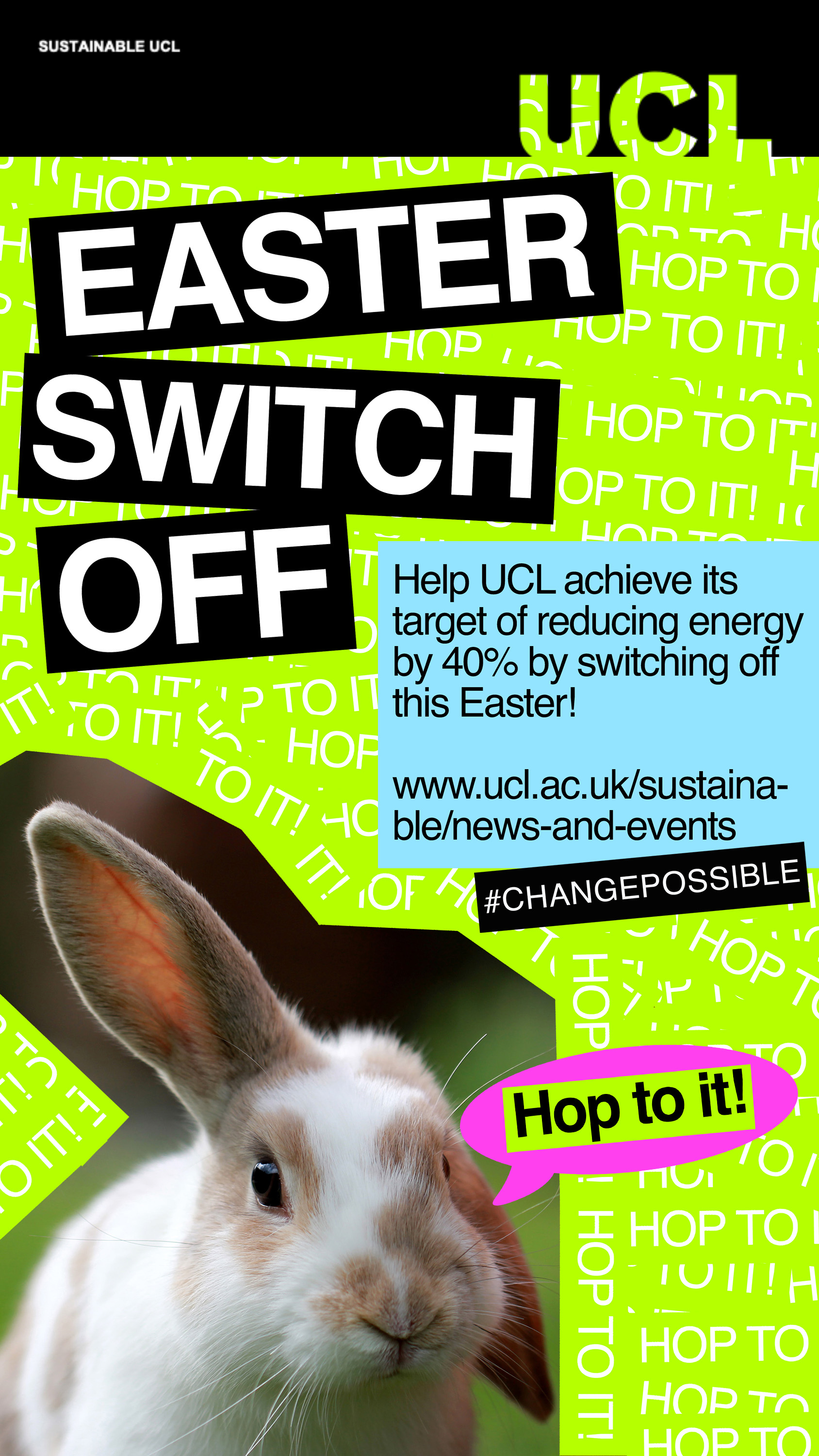 Easter Switch Off portrait screen with rabbit
