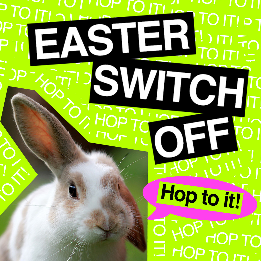 Social Media Switch Off graphic with rabbit