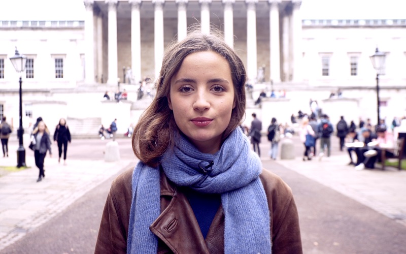 Image of student in front of UCL