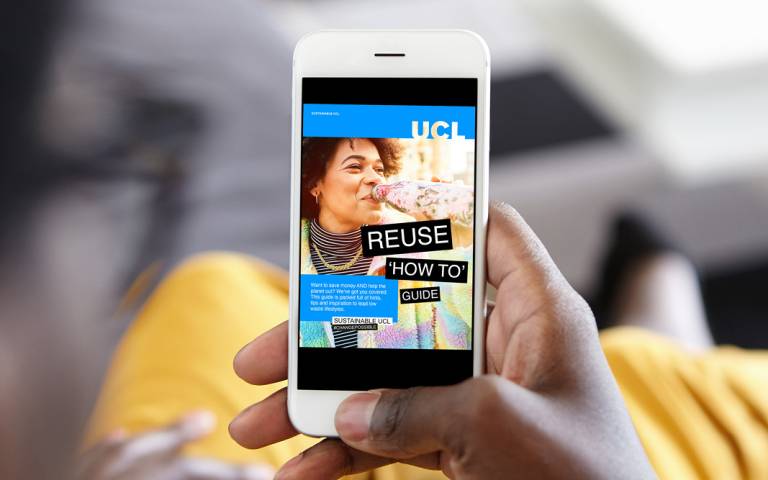 Image of the reuse guide front page shown on a smartphone