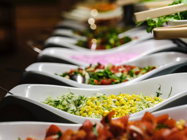 Rows of vegetarian salads