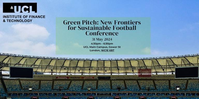 A promotional banner for a football and sustainability conference