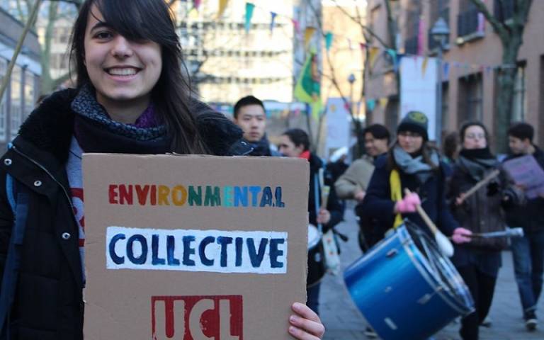 Student with a sign at a climate march