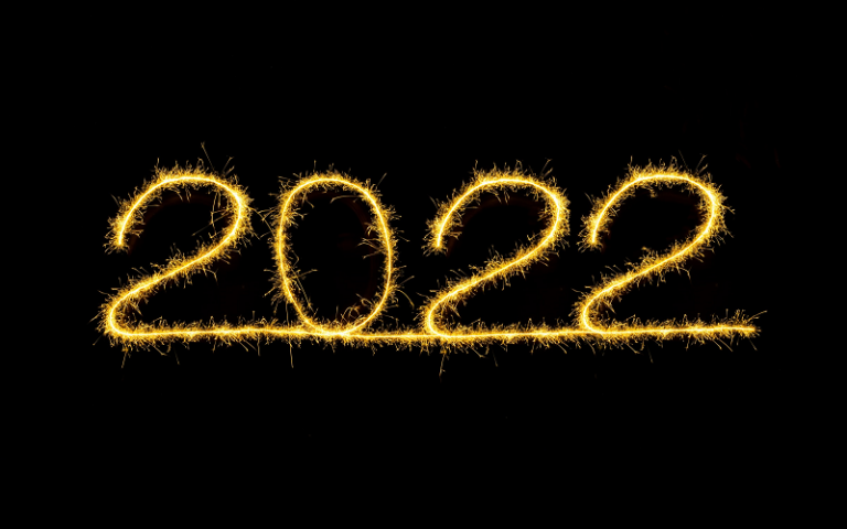 2022 written with sparklers against a black background
