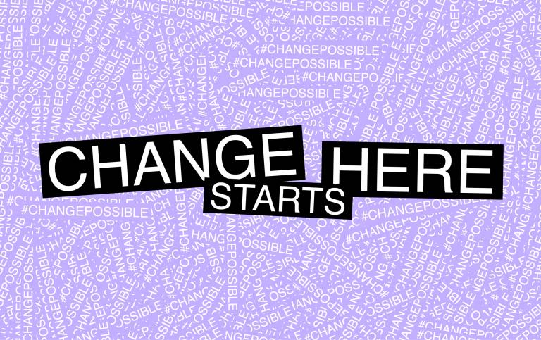 Change starts here on purple background